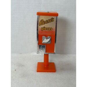 VTG 1982 Galoob Reese's Pieces Candy Gumball Machine Dispenser Orange Silver